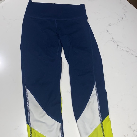 DSG Sports Leggings Navy Purple Green Girls 10/12 Medium - Picture 7 of 7